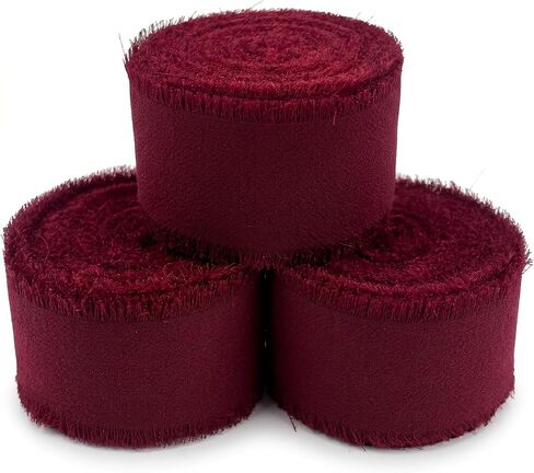 Mixed 9 Color Chiffon Ribbon Set, 1 Inch Wide Frayed Edge Ribbon, 9 Rolls Total 27 Yards for Wedding Bouquets, Gift Wrapping, Baby Shower Decorations and DIY Crafts in Saudi Arabia