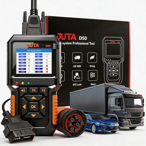 JUTA Heavy Duty Truck Scanner Diesel OBD2 Diagnostic Scan Tool, 2-in-1 Check Engine Code Reader for Car and Truck, Real-Time Data Stream, Battery Test in Saudi Arabia