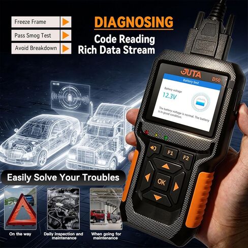 JUTA Heavy Duty Truck Scanner Diesel OBD2 Diagnostic Scan Tool, 2-in-1 Check Engine Code Reader for Car and Truck, Real-Time Data Stream, Battery Test in Saudi Arabia