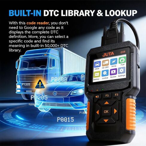 JUTA Heavy Duty Truck Scanner Diesel OBD2 Diagnostic Scan Tool, 2-in-1 Check Engine Code Reader for Car and Truck, Real-Time Data Stream, Battery Test in Saudi Arabia