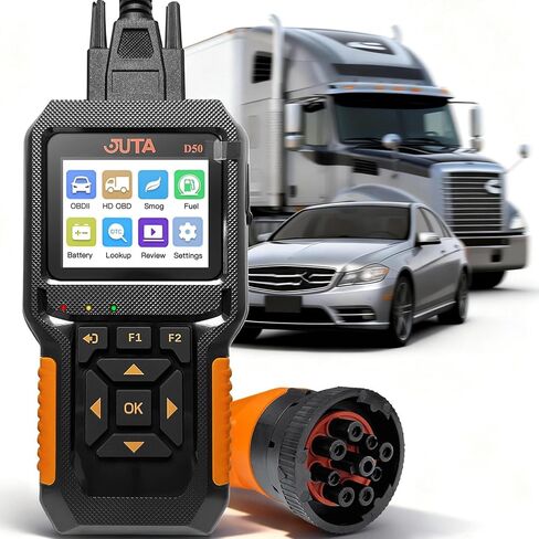 JUTA Heavy Duty Truck Scanner Diesel OBD2 Diagnostic Scan Tool, 2-in-1 Check Engine Code Reader for Car and Truck, Real-Time Data Stream, Battery Test in Saudi Arabia
