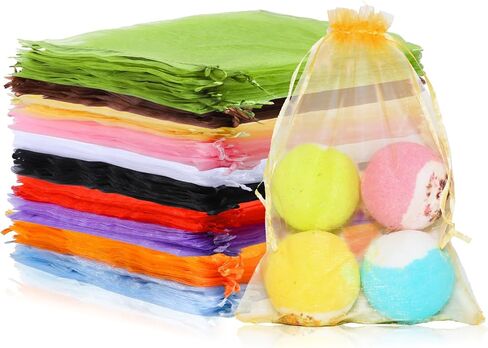 Mstar Packing 100PCS Premium Sheer Organza Bags, Green Wedding Favor Bags, 6.6 x 9 inch Reusable Large Mesh Bag Drawstring Jewelry Gift Bag for Party, Christmas, Makeup Organza, Wrapping Supplies in Saudi Arabia