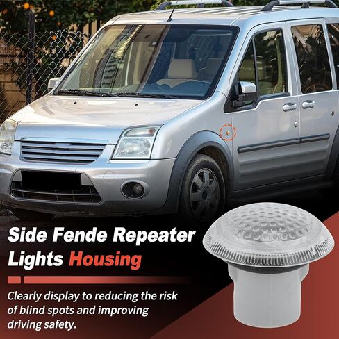 LED Side Marker Light Housing for Ford Transit Connect 2010-2023 Driver Passenger Side Fender Marker Repeater Lights Housing 9T1Z13K376A/9T1Z-13K376-A Turn Signal Flasher Clear Len in Kuwait