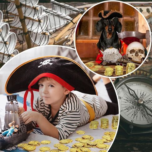 120 PCS Plastic Pirate Coins, Gold Treasure Coins, Fake Gold Coins, St. Patrick's Day Lucky Coins Toys for Pirate Halloween Themed Party Favors Hunt Beast Board Supplies in Kuwait