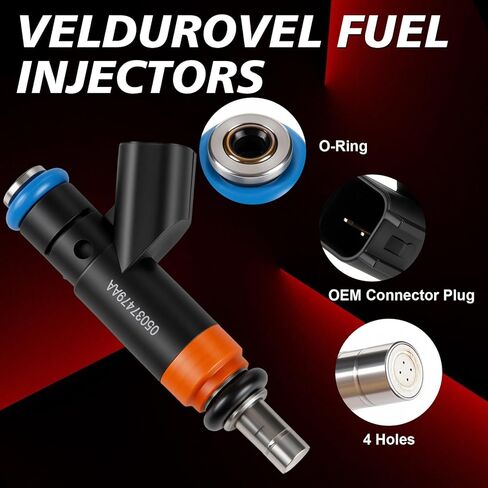 Fuel Injectors 05037479AA FJ732 4Holes Fits for:2009-2017 Ram 2500 5.7L 2009-2018 Ram 1500 for:2010-2016 2018 Dodge Charger Durango for:Jeep Grand Cherokee Set of 8 Hemi 5037479AC in Saudi Arabia
