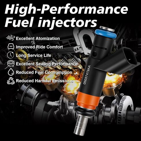 Fuel Injectors 05037479AA FJ732 4Holes Fits for:2009-2017 Ram 2500 5.7L 2009-2018 Ram 1500 for:2010-2016 2018 Dodge Charger Durango for:Jeep Grand Cherokee Set of 8 Hemi 5037479AC in Saudi Arabia