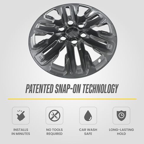 Trim Illusion Gloss Black 20-Inch Wheel Skin Set for 2021-2024 GMC Yukon & Yukon XL | Easy No-Tool Install | Durable Automotive Chrome Finish | US Patented in Saudi Arabia