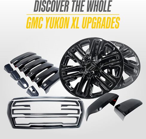 Trim Illusion Gloss Black 20-Inch Wheel Skin Set for 2021-2024 GMC Yukon & Yukon XL | Easy No-Tool Install | Durable Automotive Chrome Finish | US Patented in Saudi Arabia