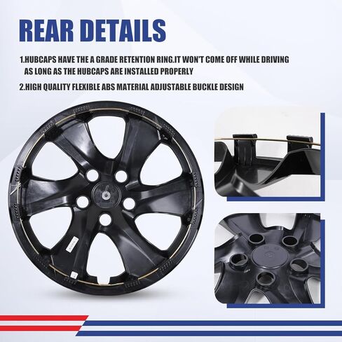 ROXX Wheel Cover Kit for 2019-2025 Toyota RAV4 17", Hubcaps Set of 4 Black Lacquer Wheel Cover with Snap-On Rings, Not fit for RAV4 Hybrid or Prime Model in Kuwait