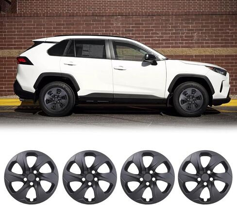ROXX Wheel Cover Kit for 2019-2025 Toyota RAV4 17", Hubcaps Set of 4 Black Lacquer Wheel Cover with Snap-On Rings, Not fit for RAV4 Hybrid or Prime Model in Kuwait