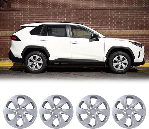 ROXX Wheel Cover Kit for 2019-2025 Toyota RAV4 17", Hubcaps Set of 4 Black Lacquer Wheel Cover with Snap-On Rings, Not fit for RAV4 Hybrid or Prime Model in Kuwait