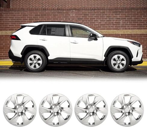 ROXX Wheel Cover Kit for 2019-2025 Toyota RAV4 17", Hubcaps Set of 4 Black Lacquer Wheel Cover with Snap-On Rings, Not fit for RAV4 Hybrid or Prime Model in Kuwait