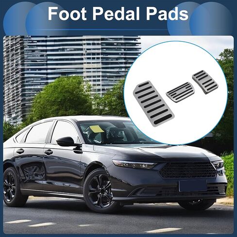 3 Pcs Automatic Foot Pedal Pads Foot Accelerator Pedal Covers for Honda Accord 2016-2022 Aluminum Alloy Silver Tone in Kuwait