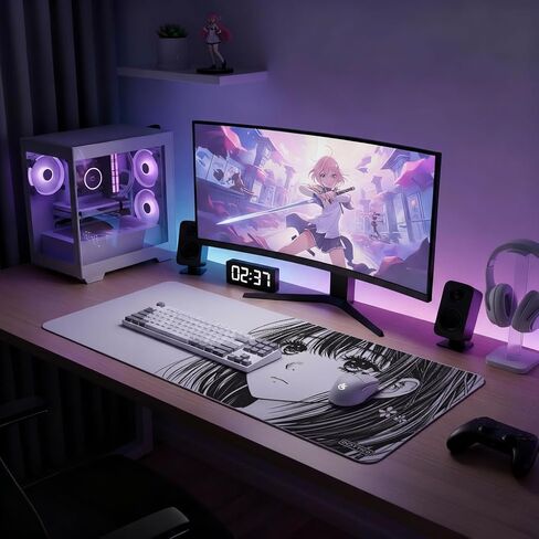 Anime Mouse Pad, Large Gaming Desk Mat, Manga Japanese Style Extended Mousepad with Non-Slip Rubber Base, Stitched Edges, Waterproof Surface, Smooth Tracking for Office & Home 31.5x11.8 in in Saudi Arabia