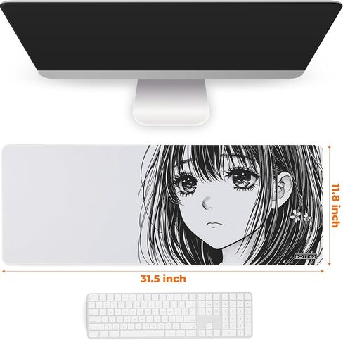 Anime Mouse Pad, Large Gaming Desk Mat, Manga Japanese Style Extended Mousepad with Non-Slip Rubber Base, Stitched Edges, Waterproof Surface, Smooth Tracking for Office & Home 31.5x11.8 in in Saudi Arabia
