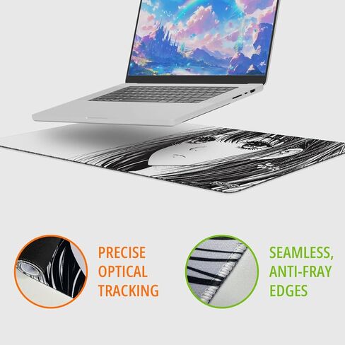 Anime Mouse Pad, Large Gaming Desk Mat, Manga Japanese Style Extended Mousepad with Non-Slip Rubber Base, Stitched Edges, Waterproof Surface, Smooth Tracking for Office & Home 31.5x11.8 in in Saudi Arabia