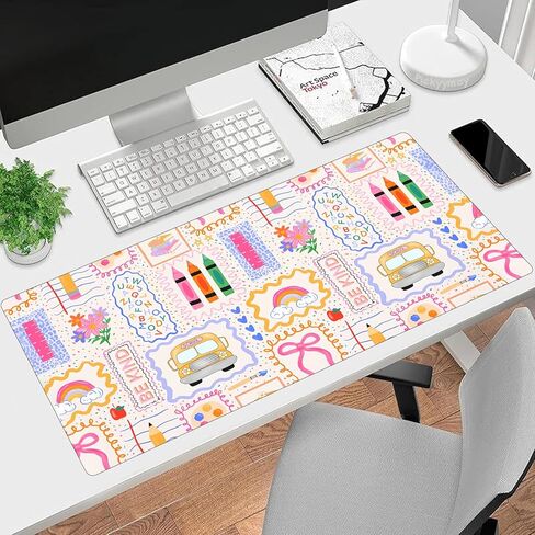 Pink Cute Teacher Classroom Decor Large Gaming Mouse Pad Keyboard Desk Pad XXL Extended Mouse Mat Gaming Office Decor (35.4x15.7 in) with Stitched Edges Non-Slip Large Computer Mat in Kuwait