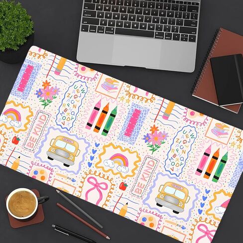 Pink Cute Teacher Classroom Decor Large Gaming Mouse Pad Keyboard Desk Pad XXL Extended Mouse Mat Gaming Office Decor (35.4x15.7 in) with Stitched Edges Non-Slip Large Computer Mat in Kuwait