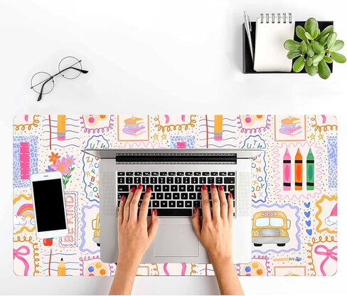 Pink Cute Teacher Classroom Decor Large Gaming Mouse Pad Keyboard Desk Pad XXL Extended Mouse Mat Gaming Office Decor (35.4x15.7 in) with Stitched Edges Non-Slip Large Computer Mat in Kuwait