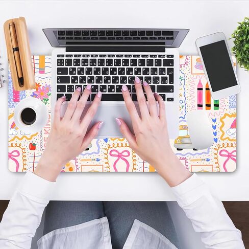 Pink Cute Teacher Classroom Decor Large Gaming Mouse Pad Keyboard Desk Pad XXL Extended Mouse Mat Gaming Office Decor (35.4x15.7 in) with Stitched Edges Non-Slip Large Computer Mat in Kuwait