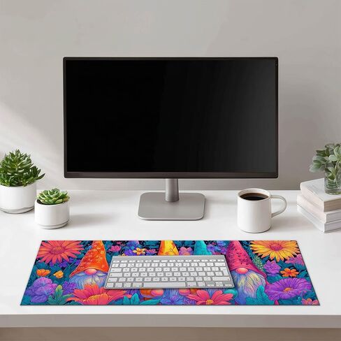 HOMETITUTE XL Mouse Pad Gaming Mousepad 31.5x11.8 Inch Colorful Gnome Floral Art Non-Slip Keyboard Desktop Protector Mat Diatomite Large Mouse Pad for Home and Office Desk Accessories in Saudi Arabia