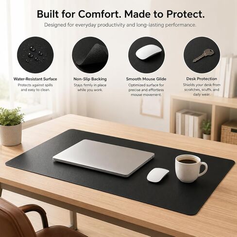 Large Mouse Pad, PC Desk Mat, PU Waterproof Non Slip Keyboard Mouse Mat, Desk Writing Pad, Extended Desk Protector for Office Work Gaming in Kuwait
