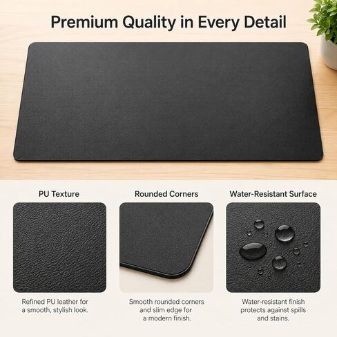 Large Mouse Pad, PC Desk Mat, PU Waterproof Non Slip Keyboard Mouse Mat, Desk Writing Pad, Extended Desk Protector for Office Work Gaming in Kuwait