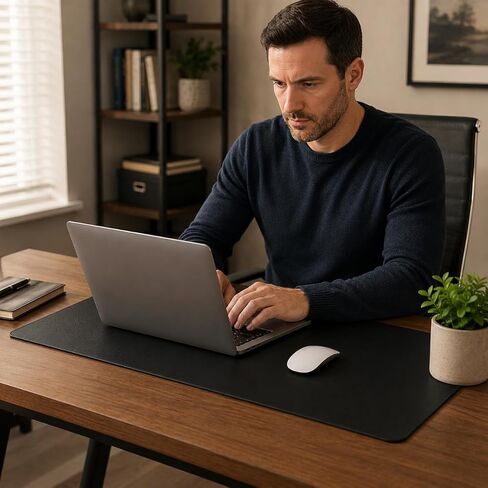 Large Mouse Pad, PC Desk Mat, PU Waterproof Non Slip Keyboard Mouse Mat, Desk Writing Pad, Extended Desk Protector for Office Work Gaming in Kuwait