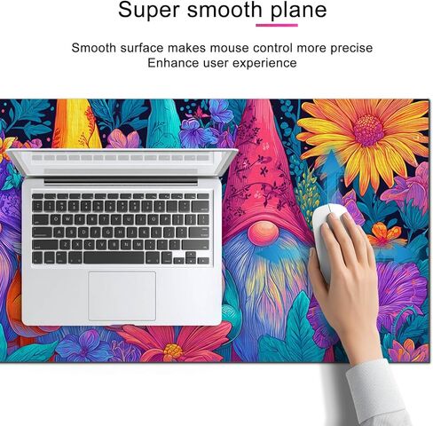 HOMETITUTE XL Mouse Pad Gaming Mousepad 31.5x11.8 Inch Colorful Gnome Floral Art Non-Slip Keyboard Desktop Protector Mat Diatomite Large Mouse Pad for Home and Office Desk Accessories in Saudi Arabia