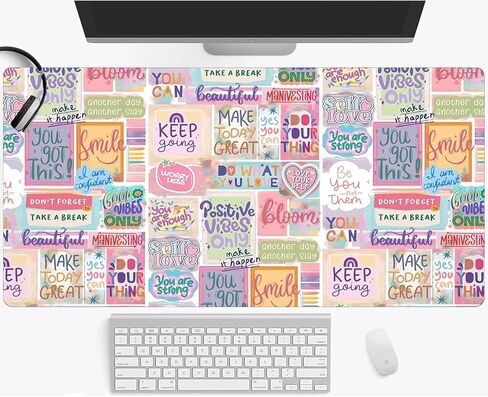 Pink Cute Teacher Classroom Decor Large Gaming Mouse Pad Keyboard Desk Pad XXL Extended Mouse Mat Gaming Office Decor (35.4x15.7 in) with Stitched Edges Non-Slip Large Computer Mat in Kuwait
