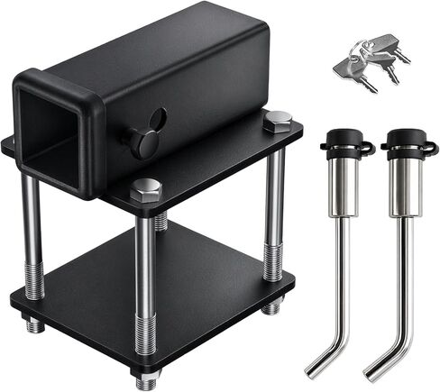 TOBPEE RV Bumper Hitch Receiver Adapter for 4"-4.5" Beams, 2-Inch Receiver with Anti-Theft Hitch Lock, 200 LBS Tongue Weight Capacity for Travel Trailer Bike Rack & Cargo Carrier in Saudi Arabia