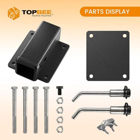 TOBPEE RV Bumper Hitch Receiver Adapter for 4"-4.5" Beams, 2-Inch Receiver with Anti-Theft Hitch Lock, 200 LBS Tongue Weight Capacity for Travel Trailer Bike Rack & Cargo Carrier in Saudi Arabia