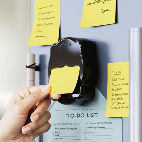 SMART&COOL Magnetic Pop-Up Note Dispenser for 3 x 3 in Accordion-Style Sticky Notes, Sticky Note Holder for Fridges, File Cabnets or Office Supplies, Includes 50 Sheets of Sticky Notes, Jet Black in Saudi Arabia