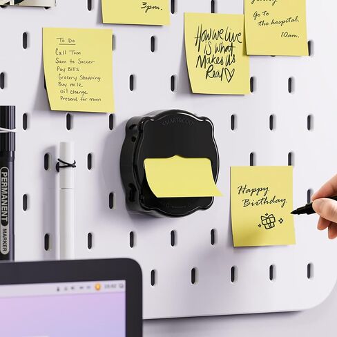 SMART&COOL Magnetic Pop-Up Note Dispenser for 3 x 3 in Accordion-Style Sticky Notes, Sticky Note Holder for Fridges, File Cabnets or Office Supplies, Includes 50 Sheets of Sticky Notes, Jet Black in Saudi Arabia