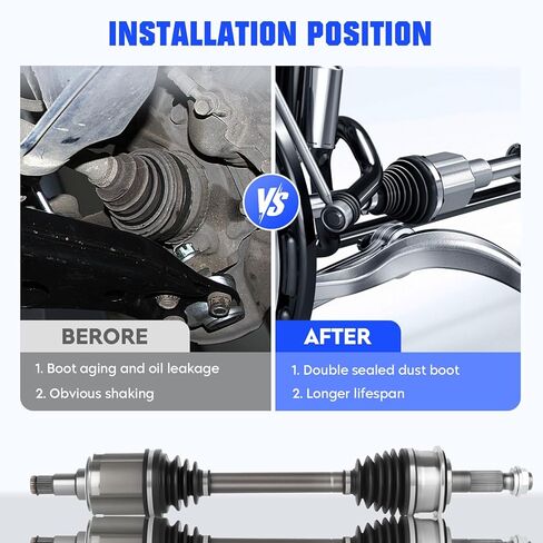 Front Left CV Axle Shaft Assembly Fit for Honda Accord 2.4L L4 2003 2004 2005 2006 2007, (Automatic Trans Only, NOT for Manual Trans), Driver Side CV Joint Shaft, Replacement for 66-4217, 1 pack in Kuwait