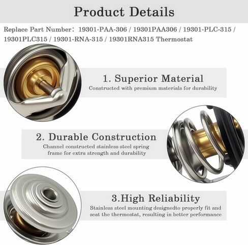 19301-PAA-306 Engine Coolant Thermostat Compatible with Honda Civic CRV CRZ Replaces 19301-PLC-315 in Saudi Arabia