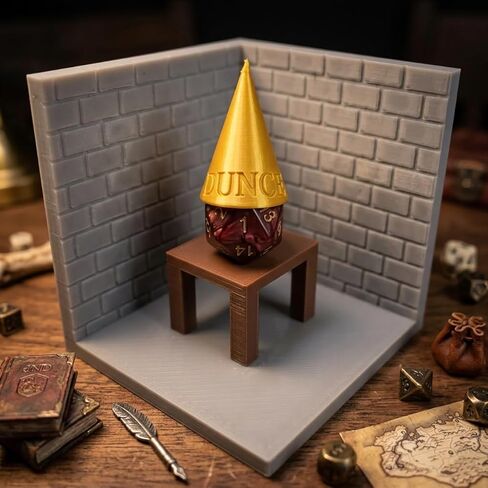 Dice Jail for D20 - Funny DND Dunce Cap Diorama Dice Throne - Dungeons and Dragons Accessory for Misbehaving Dice - TTRPG Gift for Dungeon Master & Tabletop Gamers (Corner Scene) in Saudi Arabia