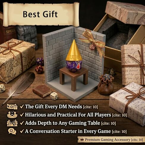 Dice Jail for D20 - Funny DND Dunce Cap Diorama Dice Throne - Dungeons and Dragons Accessory for Misbehaving Dice - TTRPG Gift for Dungeon Master & Tabletop Gamers (Corner Scene) in Saudi Arabia