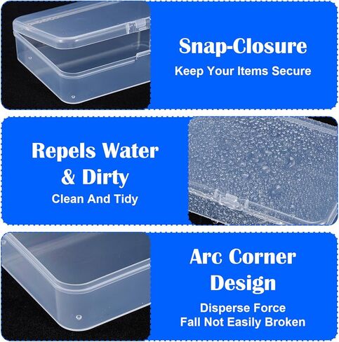 PEOVLVN 5 Pcs Mini Storage Containers, Small Plastic Boxes with Hinged Lids Clear Craft Organizers and Storage for Collecting Small Items Beads Crafts Cards Jewelry Travel Case (10.5 * 7.5 * 2.5cm) in Kuwait