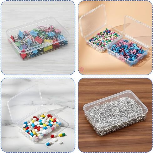 PEOVLVN 5 Pcs Mini Storage Containers, Small Plastic Boxes with Hinged Lids Clear Craft Organizers and Storage for Collecting Small Items Beads Crafts Cards Jewelry Travel Case (10.5 * 7.5 * 2.5cm) in Kuwait