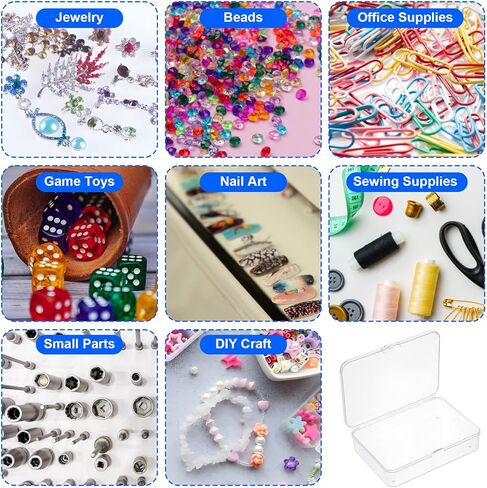 PEOVLVN 5 Pcs Mini Storage Containers, Small Plastic Boxes with Hinged Lids Clear Craft Organizers and Storage for Collecting Small Items Beads Crafts Cards Jewelry Travel Case (10.5 * 7.5 * 2.5cm) in Kuwait