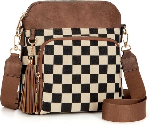 Checkered Crossbody Purses for Women Plaid Medium Cross Body Wallet Trendy Over the Shoulder Handbags in Saudi Arabia