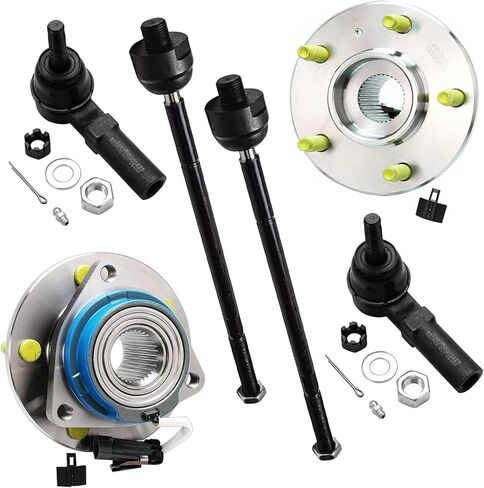 Detroit Axle - Front 6pc Wheel Bearing Hubs Kit for Buick LeSabre Lucerne Riviera Park Avenue Cadillac DTS DeVille Seville Pontiac Bonneville Olds Aurora, 2 Wheel Bearing & Hubs 4 Tie Rods Replacement in Kuwait