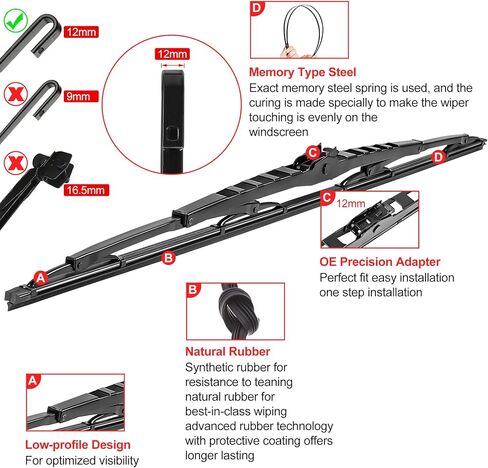 Factory Manufacturer Replacement For 28 Inch Wiper Blade RV Pair or Motorhome 28"/28"(Set of 2) 9mm 12mm J Hook in Saudi Arabia