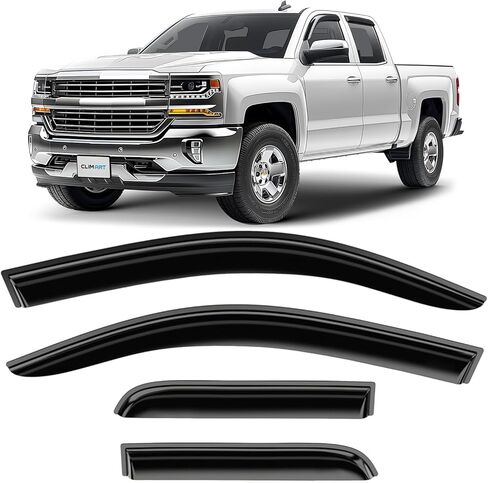 CLIM ART Incredibly Durable Rain Guards for Toyota Tacoma 2016-2023 Double Cab, Original Tape-on Window Deflectors, Vent Deflector, Vent Window Visors, Dark Smoke, Truck Accessories, 4pcs- 416085 in Saudi Arabia