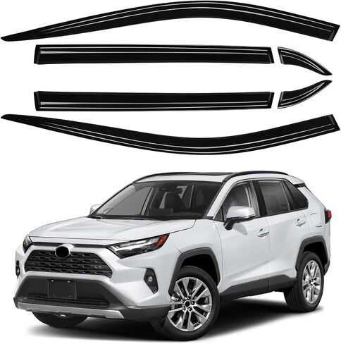ZZEQYG واقيات النوافذ درع حماية المطر لسيارة Toyota RAV4 2019-2025 ملحقات واقيات النوافذ واقيات المطر واقيات التهوية وحاجز النوافذ وظلال فتحات التهوية الخارجية in Kuwait