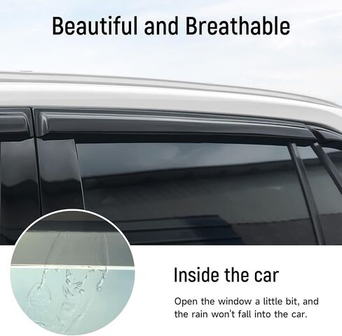 ZZEQYG واقيات النوافذ درع حماية المطر لسيارة Toyota RAV4 2019-2025 ملحقات واقيات النوافذ واقيات المطر واقيات التهوية وحاجز النوافذ وظلال فتحات التهوية الخارجية in Kuwait