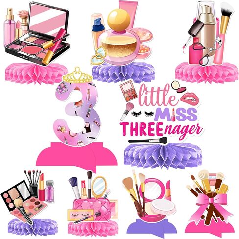 Little Miss Threenager Birthday Decorations: 9Pcs Little Miss Threenager Centerpieces Threenager Birthday Decorations Girl in Kuwait