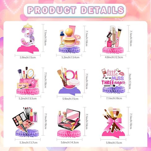 Little Miss Threenager Birthday Decorations: 9Pcs Little Miss Threenager Centerpieces Threenager Birthday Decorations Girl in Kuwait