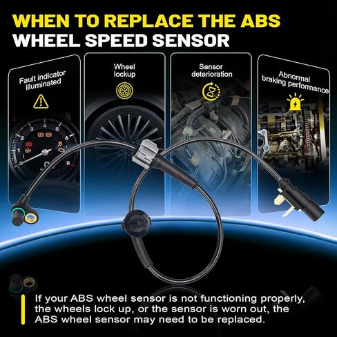 2PCS ABS Wheel Speed Sensor for 2014-2020 Cadillac Escalade, Chevy Silverado 1500/2500/3500, Suburban, Tahoe, GMC Sierra, Yukon - Replaces 20971873, 23498355 in Kuwait